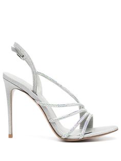 silver-tone calf leather open toe high heel buckle-fastening slingback strap Tone Calves, Open Toe High Heels, Slingback Sandals, Silver Heels, Slingback Heel, Slingback Sandal, Sling Backs, Women's Shoes Sandals, Scarlet