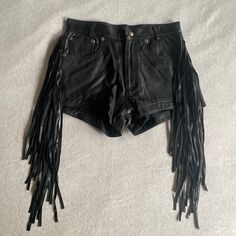 Leather Shorts With Leather Fringe At Sides, Fully Lined Brazil Festival, Shorts Fringe, Fringe Shorts, Tate Mcrae, Short Fringe, Leather Fringe, Leather Shorts, Red Leather, My Little Pony