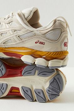 Combining performance elements with a heritage design, these 2000s-inspired sneakers from Asics are the perfect mix of sleek and sporty. **Features:** Low-boot construction, leather and suede uppers, mesh underlay, contrast tooling, lightweight foam and gel insert technology, rubber outsole, lace-up closure**Why We <3 It:** These sneakers pair well with anything from activewear to elevated pieces. Cute Shoes Black Women, Cool New Balance Shoes, Versatile Sneakers Women, Cool Women’s Sneakers, 90s Running Shoes, Trending Sneakers Women, Adidas Crazy Infinity, Workout Sneakers Womens, European Sneakers Women