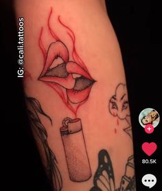 Lighter Tattoo Design, Lighter Tattoo, Memorial Tattoo Ideas, Lips Tattoo, Small Girly Tattoos, Ear Tattoo Ideas, Mom Tattoo Designs, Light Tattoo