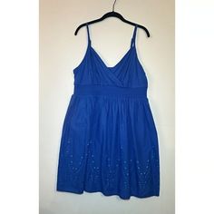 Lane Bryant Blue Sleeveless Eyelet Smocked Dress New With Tags. Size 16 Blue Cotton Dress With Gathered Waist, Sleeveless Cotton Smocked Dress With Ruched Detail, Blue Smocked Bodice Sundress For Summer, Blue Smock Sundress For Summer, Blue Smocked Sundress For Summer, Blue Sundress With Smocked Bodice, Sleeveless Blue Smocked Summer Dress, Blue Sleeveless Smocked Dress For Summer, Blue Sleeveless Smocked Dress For Vacation