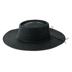 Stay covered and stylish in our black large brim oval crown boater. Features: 3.5" brim Hat size: 57cm One size 100% paper Black Fedora With Flat Crown For Spring, Black Adjustable Boater Hat With Flat Crown, Adjustable Black Boater Hat With Flat Crown, Black Spring Hat With Flat Crown, Black Flat Crown Hat For Spring, Chic Straw Brimmed Boater Hat, Chic Straw Boater Hat With Brimmed Shape, Chic Brimmed Straw Boater Hat, Black Wide Brim Boater Hat