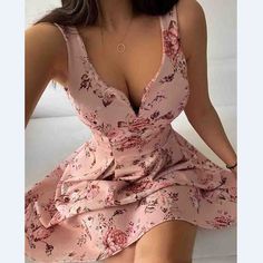 Material: Polyester Gender: Women Item Type: Dress Sleeve Length: Sleeveless Color: Pink Size: S,M,L,XL Crochet Top And Shorts, Prom Dress Short Lace, Mini Dress Pink, Floral Print Mini Dress, Dress Sleeve Length, High Waist Dress, Floral Fit, Mini Dress Casual, Skirts And Dresses