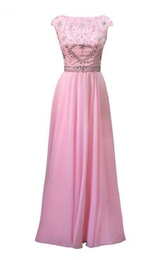 Luxury Long A-line Pink Chiffon Evening Dresses Beads Pink Fitted Chiffon Dress For Prom, Embellished Chiffon Prom Gown, Embellished Chiffon Gown For Prom, Chiffon Homecoming Dress With Sweep Train, Embellished Chiffon Prom Evening Dress, Embellished Chiffon Evening Dress For Prom, Fitted Chiffon Homecoming Dress, Pink Chiffon Dress For Prom Banquet, Pink Chiffon Party Gown