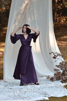 "Purple silk dress Maxi dress Assymetrical dress Wrap dress Extravagant dress Evening dress Minimalist wedding dress Plus size dress Women  *DESCRIPTION  High Quality Silk Fabric Assymetrical pattern *SIZE CHART Please see the measurement instructions below and choose the correct size for the waistband before your order. Choose your size having in mind your waist measurements. The length is adjusted based on size (If you prefer custom length please contact us). Size XXS - Waist 22-24\" inches / Minimalist Wedding Dress Plus Size, Silk Dress Maxi, Assymetric Dress, Dress Extravagant, Minimalist Wedding Dress, Purple Silk Dress, Wedding Dress Plus Size, Purple Wedding Dress, Dress Minimalist