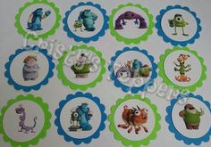 the monsters stickers are all in different shapes and sizes, including one for each character