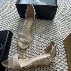 Brand New Gold Heels Super Beautiful Perfect For A Wedding Low Wedge Heels, Low Heel Wedges, Low Wedges, Gold Heels, Wedge Heels, A Wedding, Wedges, Women Shoes, Brand New