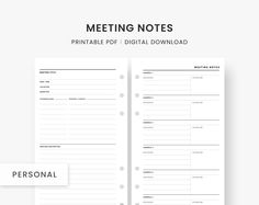 the printable meeting notes is shown in this image