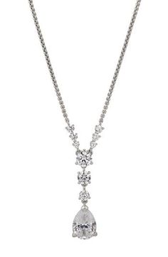 Sparkling stones make this rhodium-plated necklace the perfect way to add a flash of glamour to your look. 16" length; 2" extender; 1" drop Rhodium plate/cubic zirconia Imported Halle, Rhodium Plated, Womens Jewelry Necklace, Cubic Zirconia, Flash, Jewelry Necklaces, Sparkle, Nordstrom, Women Jewelry