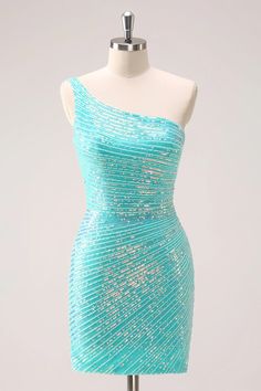 Wedtrend Women Sparkly Mint Tight Homecoming Dress with Sequins One Shoulder Short Cocktail Dress – WEDTREND Teal Sparkly Dress, Tight Hoco Dress, Mint Homecoming Dresses, Teal Homecoming Dresses, Tight Homecoming Dress, Special Event Outfit, Short Graduation Dresses, Lovely Partner, Blue Sequin Dress