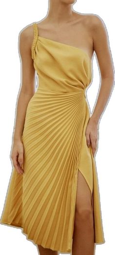 Goddess Vibes, Grecian Goddess, Yellow Maxi, Sophisticated Dress, Lovely Dresses, Silk Dress, Wedding Guest Dress, Custom Color, Pleated Skirt