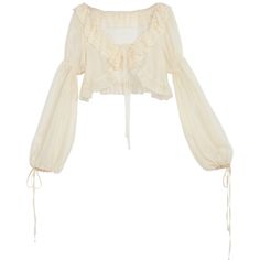 The price is for a top only, others are not included.  Garment Size   	 		 			Size 			S 			M 			L 		 		 			Bust 			95 			99 			103 		 		 			Full Length 			30.5 			31.5 			32.5 		 		 			Sleeve Length 			64 			65 			66 Cropped Lace Trim Tops For Daywear, Feminine Sheer Tops For Daywear, Elegant Cropped Tops With Sheer Sleeves, Long Sleeve Sheer Cream Top, Cream Long Sleeve Sheer Top, Chic Cream Tops With Sheer Sleeves, Feminine Sheer Sleeves Top For Daywear, Sheer Beige Tops For Spring, Spring Top With Sheer Sleeves For Daywear