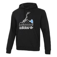 Adidas originals Worm Casual Sports hooded Printing Pullover Black GN2159 (Men's) Sportswear Fleece Hoodie With Three Stripes, Adidas Logo Fleece Hoodie With Crew Neck, Fleece Sweatshirt Hoodie With Three Stripes Branding, Adidas Athleisure Hoodie With Crew Neck, Adidas Fleece Hoodie Sportswear, Adidas Sporty Hoodie With Ribbed Cuffs, Adidas Sportswear Hoodie With Ribbed Cuffs, Casual Hooded Sweatshirt For Sports, Adidas Logo Fleece Sweatshirt For Winter