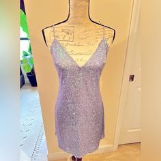 Victoria’s Secret Sequin Dress Nwot Size :Small Color: Lavendar Shimmer Soft Tulle Lining, Non Smoking Home Fitted Lavender Sequined Dress, Lavender Mini Dress For Party, Lavender V-neck Dress For Date Night, Lavender V-neck Mini Dress For Party, Lavender Spaghetti Strap Mini Dress For Party, Victoria's Secret Spaghetti Strap Summer Dresses, Victoria's Secret Mini Party Dress, Lavender Sleeveless Mini Dress For Night Out, Victoria's Secret Fitted Party Dress