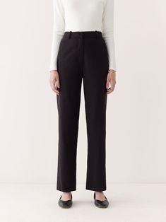 The Jane Straight Fit High Rise Pant in Black – Frank And Oak USA Straight Silhouette Dress Pants With Belt Loops For Office, Black Straight Silhouette Pants For Office, Tailored Dress Pants With Belt Loops And Straight Silhouette, Black Tailored Straight Silhouette Pants, Tailored Black Straight Pants, Tailored Straight Leg Work Pants For Fall, Tailored Black Pants With Straight Silhouette, Black Straight Silhouette Pants For Work, Classic Dress Pants With Belt Loops And Straight Silhouette