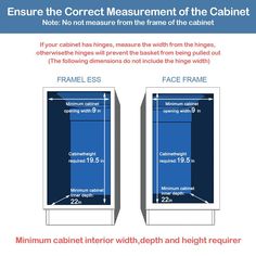 an image of a cabinet with measurements for the door and side panels on each side