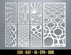 Several Distorted Patterns SVG. Panel Templates. 7 vector files, for laser cut. Modern Futuristic Room Divider SVG. Decorative Panel DXF These decorative panels can decorate any room - guest room, children's room, entrance hall, kitchen, etc. It is ideal to divide the room into different areas, for example, in a restaurant, in an office or in a shopping center. They can also decorate the railings on the stairs. Room dividers turning a room into multi-use spaces with separation and privacy. It's Futuristic Room, Cad Blocks Free, Stairs Room, Modern Futuristic, Hall Kitchen, Room Entrance, Teacher Inspiration, Room Dividers, Motif Design