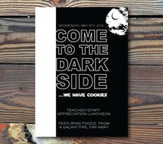 Party Invitations-Come to the Dark Side(Star Wars) | Stone ... The Dark Side Star Wars, Birthday Star Wars, Star Wars Wedding Theme, Star Wars Invitations, Dark Side Star Wars, Star Wars Halloween, Third Birthday Party, State Testing, Star Wars Wedding