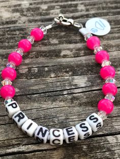 Customized Pink Jewelry For Friendship, Pink Bracelet Wristband For Birthday, Pink Wristband For Birthday, Custom Name Pink Charm Bracelet, Personalized Pink Bracelets For Friendship, Custom Name Pink Stretch Bracelet, Cute Pink Bracelet With Name, Customized Pink Bracelet Wristband, Cute Custom Name Bracelet Jewelry