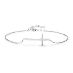 Introducing the MySilverStandard Lucille Cross Bracelet! This beautiful bracelet is crafted from 100% 925 sterling silver, and features a classic cross design. It's perfect for any woman or girl who loves elegant jewelry. The adjustable chain means that it can be worn at any length, making it a versatile piece that can be worn with any outfit. Whether you're dressing up for a special occasion or just wanting to add a touch of class to your everyday look, this bracelet is a must-have. Order yours today! Silver Cross Bracelet With Adjustable Chain, Silver Cross Bracelets With Adjustable Chain, Adjustable White Gold Cross Jewelry, Elegant Adjustable Cross Bracelet, Elegant Sterling Silver Cross Rosary Bracelet, Minimalist Sterling Silver Cross Bracelet, Dainty Sterling Silver Cross Bracelet, Silver Cross Chain Bracelet As Gift, Silver Bracelet With Cross Pendant As Gift