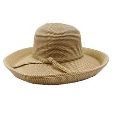 Packable up brim sun protection hat for women. Soft poly-blend multitone tweed braid kettle brim style hat. 3" wide up turned brim. Self-tie band. Shapeable, packable. Excellent UPF 50+ sun protection hat. One size fits most. 60% polyester, 40% paper straw. Elegant Braided Brimmed Sun Hat, Packable Curved Brim Hat In Natural Color, Packable Natural Hat With Curved Brim, Natural Color Packable Hat With Curved Brim, Lightweight Adjustable Cloche Hat With Wide Brim, Packable Natural Straw Hat With Curved Brim, Packable Curved Brim Straw Hat, Packable Straw Hat With Curved Brim, Elegant Wide Brim Braided Hats