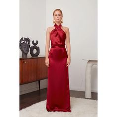 Aliur Red Long Open Back Evening Gown | UNDRESS | Wolf & Badger Pre-draped Maxi Dress For Prom Evening, Pre-draped Evening Gown For Prom, Pre-draped Evening Dress For Prom Season, Silk Evening Dress For Prom Season, Silk Maxi Dress For Prom Evening, Pre-draped Evening Dress For Gala Party, Silk Floor-length Evening Dress For Gala, Gala Silk Floor-length Evening Dress, Silk Evening Gown For Gala