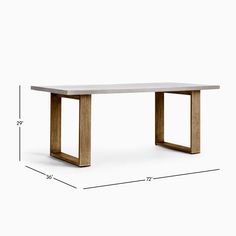 a table with measurements for the top and bottom part of it, including two legs