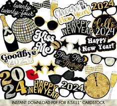 new year's eve clipart and digital collages for scrapbook pages