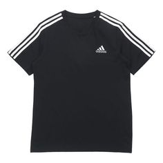 Adidas M 3s Sj T Sports Training Stripe Round Neck Short Sleeve Black GL3732 (Men's) Adidas Black T-shirt For Sports, Adidas Three Stripes Crew Neck T-shirt, Adidas Sporty Short Sleeve T-shirt, Black Adidas Sports T-shirt, Adidas Running T-shirt Short Sleeve, Sports Training, Stylish Sneakers, Perfect Pair, Round Neck