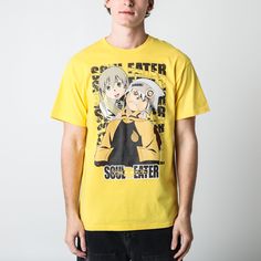 Short-sleeve tee Printed art on the front Ribbed crew neck Regular fit 100% cotton Officially licensed Soul Eater merchandise Trevor is wearing a medium Mikayla is wearing a medium Japanese Lifestyle, Yellow Tees, St Catherine, Retail Experience, Printed Art, Soul Eater, Order Now, Short Sleeve Tee, How Are You Feeling