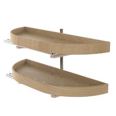 two wooden shelves with metal brackets on them