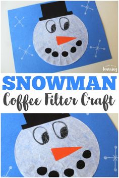 snowman coffee filter craft for kids to make