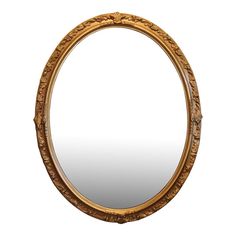 an oval mirror is shown against a white background