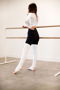 Add a touch of style and comfort with the Barre Leg Warmers. These warmers can be worn up over the thigh for a chic look or slouched down for a more casual feel. They are perfect for layering on chilly days or in the gym when the a/c is cranking in the summer. Warmer Outfits, Leg Warmer Outfits, Short One Piece, Fitness Ideas, One Piece & Sets, Boho Grunge, Future Wardrobe, Leg Warmer, Chic Look