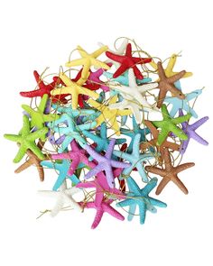 colorful starfishs are arranged in a pile