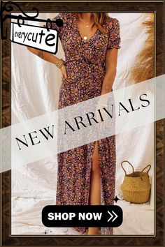 Multicolor Boho V Neck Maxi Floral Dress Non-stretch Multicolor Floral Print Maxi Dress, Maxi Floral Dress, Dresses Floral, Floral Dresses, Floral Maxi Dress, Women Dresses, Floral Dress, V Neck, Womens Dresses