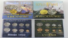 four different coin sets including one for the united states and two for the british isles