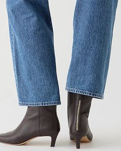 J.Crew: Stevie Ankle Boots In Leather For Women J Crew Boots, Calf Hair, Pin Tucks, Smooth Leather, Ankle Length, Shoes Flats, J Crew, Ankle Boots, Shoe Boots