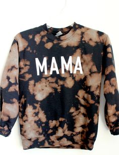 PLEASE READ BEFORE PURCHASING Adult Unisex Bleached Mama Sweatshirt! 50% cotton, 50% polyester. Items are made to order. Hand dyed using the same technique but will vary in design and color. Washed and preshrunk. Letters are ironed on with Premium Vinyl. Turn the garment inside out and machine wash with cold water. Tumble dry low. Sizing: These run SMALL. Ordering your normal size will give you a fitted look. Since all sweatshirts are preshrunk, I recommend ordering UP a size or two for a more r Trendy Tie Dye Sweatshirt With Relaxed Fit, Cotton Tie Dye Sweatshirt, Trendy Tie Dye Sweatshirt Relaxed Fit, Relaxed Fit Bleached Sweatshirt For Spring, Tie Dye Relaxed Fit Sweatshirt For Fall, Relaxed Fit Tie Dye Sweatshirt For Fall, Spring Bleached Sweatshirt In Relaxed Fit, Tie Dye Tops For Fall Streetwear, Relaxed Fit Tie Dye Sweatshirt With Graphic Print