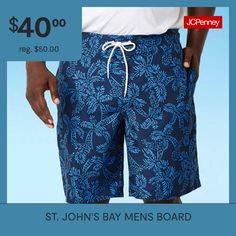 Perfect your backstroke wearing this pair of printed men's St. John's Bay board shorts from their big and tall collection. Made from smooth woven fabric with built-in UV-protection, these swim shorts have an elastic-drawstring waistband, and side and back pockets.Features: Uv ProtectionClosure Type: Elastic Back, DrawstringPockets: 2 Side Slip Pockets, 1 Back Flap PocketFiber Content: 100% PolyesterFabric Description: MicrofiberLining Material: PolyesterInseam: 10 In, 11 In, 9 InCare: Line Dry,… Swimsuit Bottoms, Mens Boardshorts, Swim Suit Bottoms, Big And Tall, Big & Tall, Drawstring Waistband, Board Shorts, Swim Shorts, Uv Protection