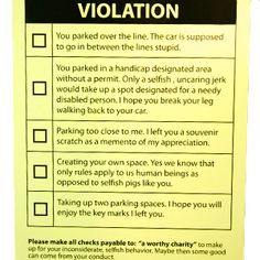 a yellow sign with instructions on how to do parking violation