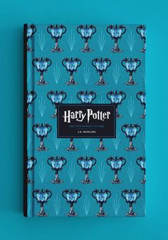 a harry potter book on a blue background