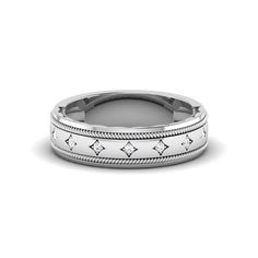 PLATINUM BANDS FOR MEN BY JEWELOVE Intricately crafted men's platinum wedding ring. 7 diamonds are set in the ring. Metal : Platinum Platinum Purity : 95% Purity Mark : Pt 950 Finish : Hi-polish Width : 5mm Gemstone : Natural Diamonds No. of Diamonds : 7 Diamond Weight : 0.03 cts. Diamond Clarity : SI Diamond Color : IJ Diamond Grading Report : SGL Certificate of Authenticity : Platinum Guild International Silver Diamond Ring With Decorative Band, Formal Couple Rings Diamond Cut In Diamond White, Classic White Gold Diamond Ring With Decorative Band, Silver Diamond Ring With Decorative Band For Promise, Silver Diamond Promise Ring With Decorative Band, Silver Decorative Diamond Promise Ring, Formal White Gold Diamond Ring With Decorative Band, Anniversary Diamond Ring In White Gold With Decorative Band, Formal Diamond White Couple Rings With Diamond Cut