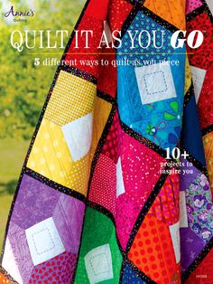 the cover of quiltt as you go magazine, featuring an image of a colorful quilt