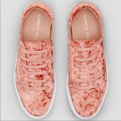 Color Is Called Rose, Rubber Sole With Velvet Upper, Lace-Up Style, Width Is An M. Velvet Sneakers, Kenneth Cole Shoes, Lacing Sneakers, Mary Kay, Superga Sneaker, Kenneth Cole, Up Styles, White Silver, Front Row