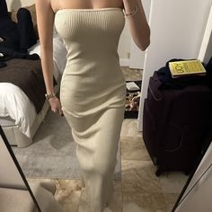 With tags - cream maxi bodycon dress #maxidress Maxi Bodycon Dress, Bodycon Dress, Women's Dress, Maxi Dress, Women Accessories, Womens Dresses, Outfit Accessories, Cream, Tags