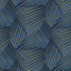 a blue and gold pattern on fabric with diagonal lines in the center, as if it were made out of cloth