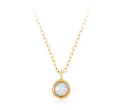 This luxurious 14k Solid Gold Opal Necklace radiates beauty and luxury. Its shimmering opal gems will sparkle with elegance, making it the perfect accessory to elevate any look! Metal: 14k Solid GoldGemstone: Australian Opal 0.08ctSize: 16 inches in length with (3) 2" extenders, Opal is 4mm wideHypoallergenic and Waterproof Jewelry Round Opal Birthstone Necklaces, Opal Birthstone Round Necklaces, Opal Birthstone Necklaces, White Gold Opal Round Necklace, Fine Jewelry Opal Round Necklaces, Gold Opal Round Necklaces, Gold Opal Round Necklace, Gold Opal Jewelry With Round Stone, Elegant Round Opal Necklace