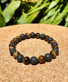 Earthy Bracelet Lava Rock & Tiger Eye Bracelet/Gift for Him/Gift for Her/Healing Bracelet/ Mens Bracelet Bead Bracelet/Abundance Grounding Winter Gift Ideas, Lava Bead Bracelet, Psychic Attack, Power Crystals, Lava Bead, Lava Stone, Tiger Eye, Gemstone Bracelet, Healing