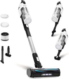 three different types of vacuum cleaners and accessories